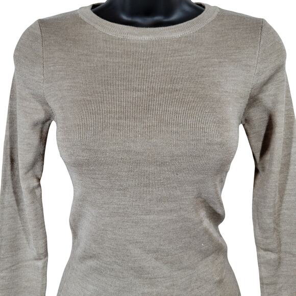 Urban Revivo Crew Neck Fine Knit Beige Long Sleeve Top 4 NIB - Picture 2 of 12